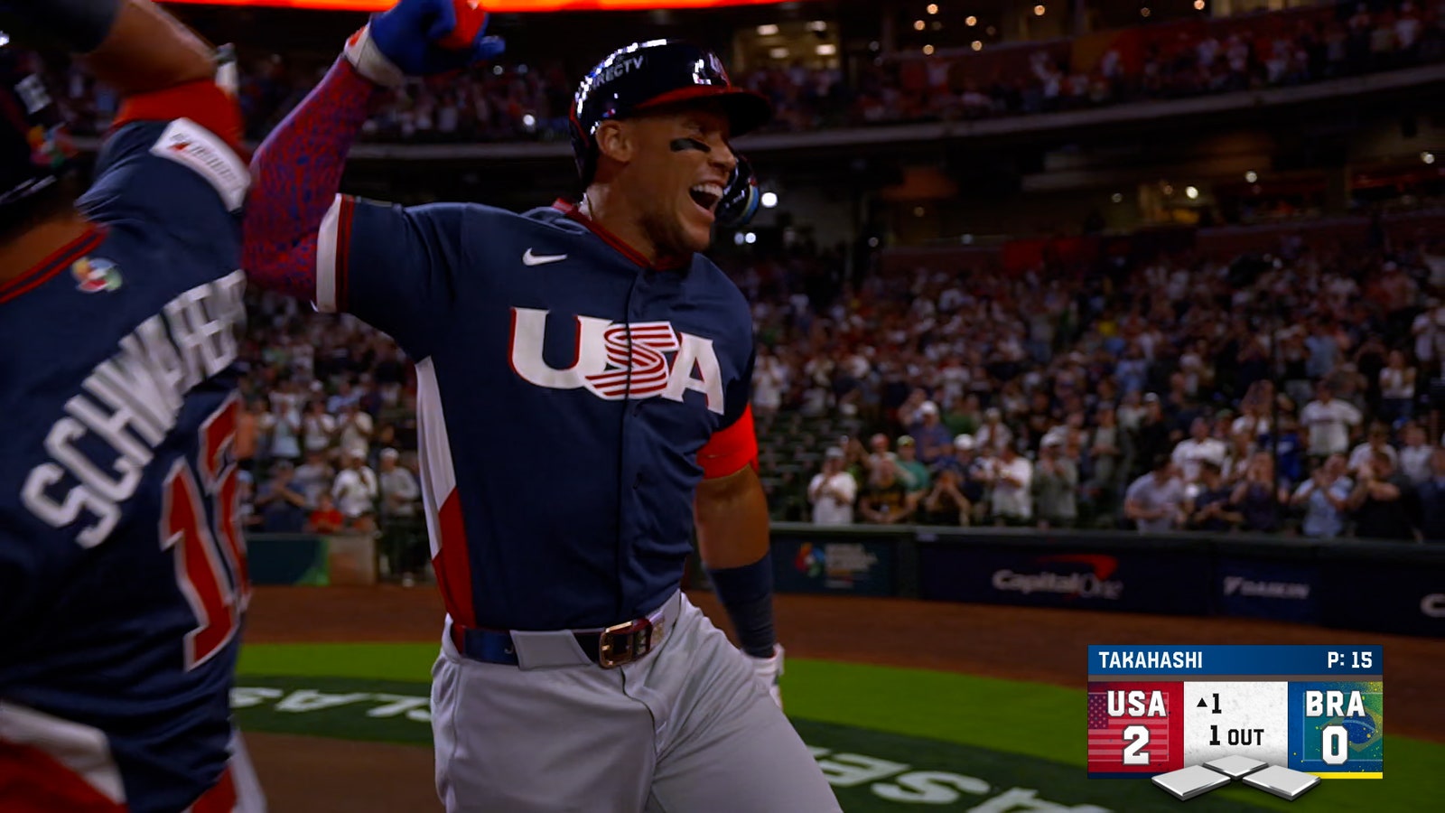 Aaron Judge conectó un jonrón de dos carreras, dándole a Estados Unidos una temprana ventaja sobre Brasil.